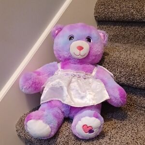 Charming Purple and White Stuffed Bear